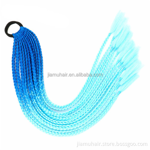Long Ponytail Box Braid WIth Elastic Band Ponytail Synthetic Hair Extension For Crochet Braiding Hair Wholesale
